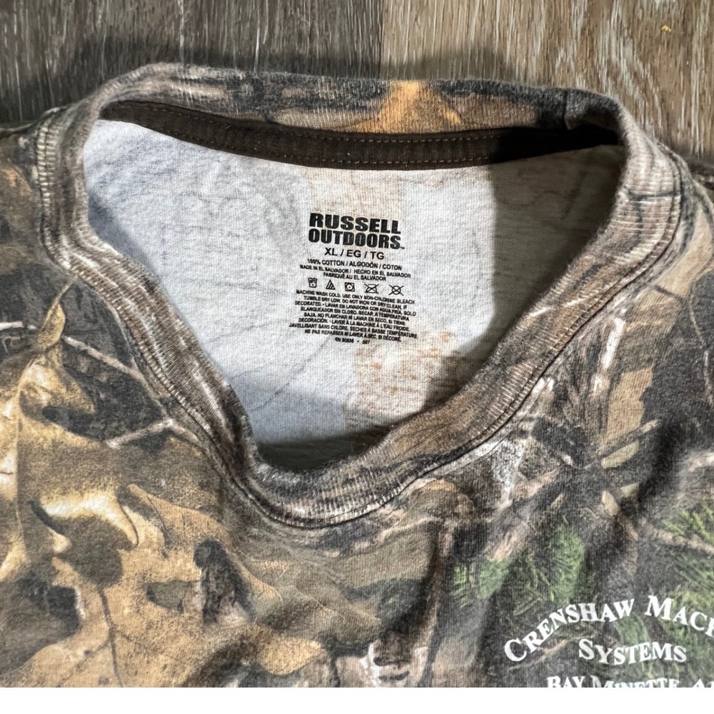 Russell Outdoors Pocket T-Shirt Mens XL Camo Realtree Xtra Short Sleeve Tee - Picture 2 of 6